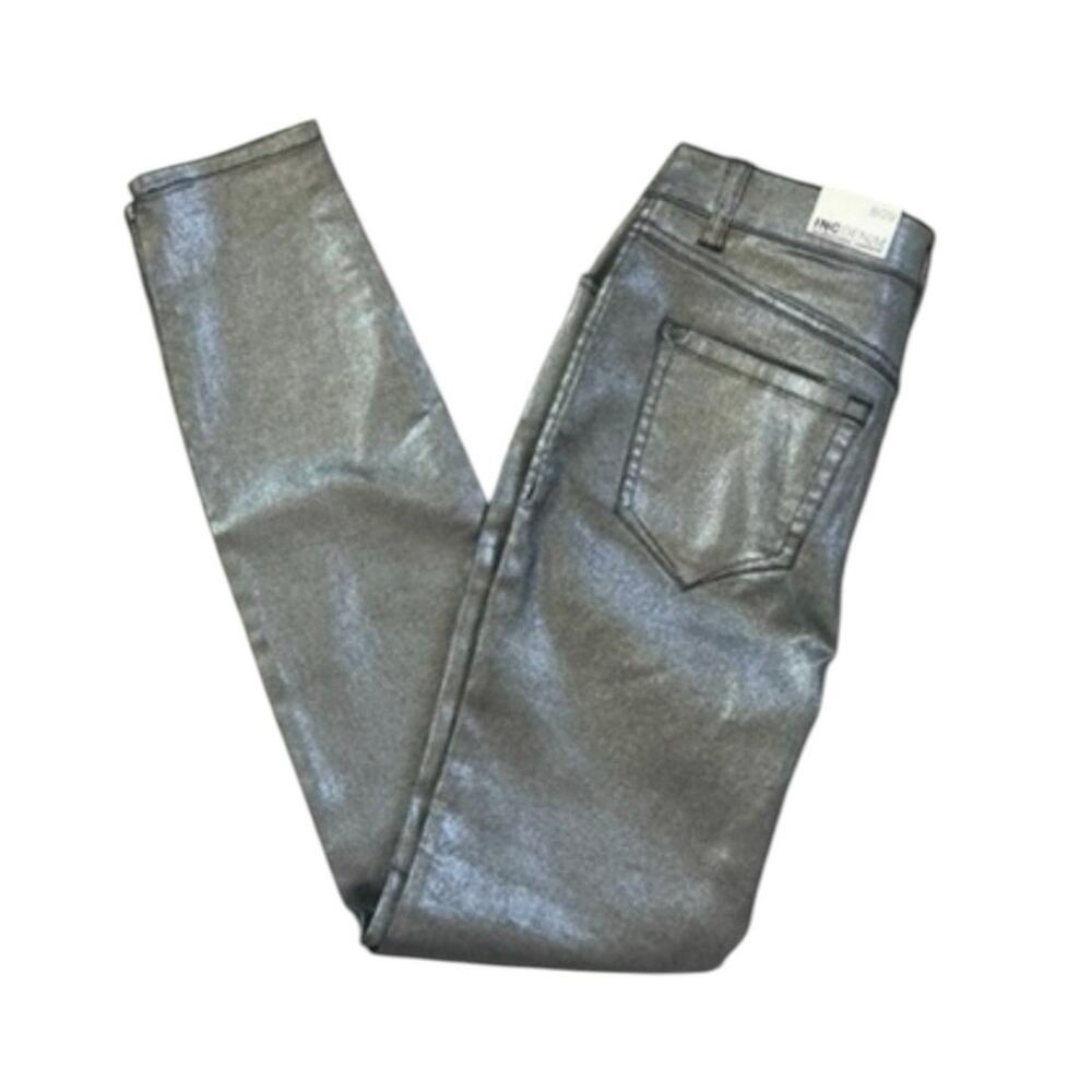 New INC Denim Women's Size 8/29 Coated Silver Ankle Length Jeans Pants Party